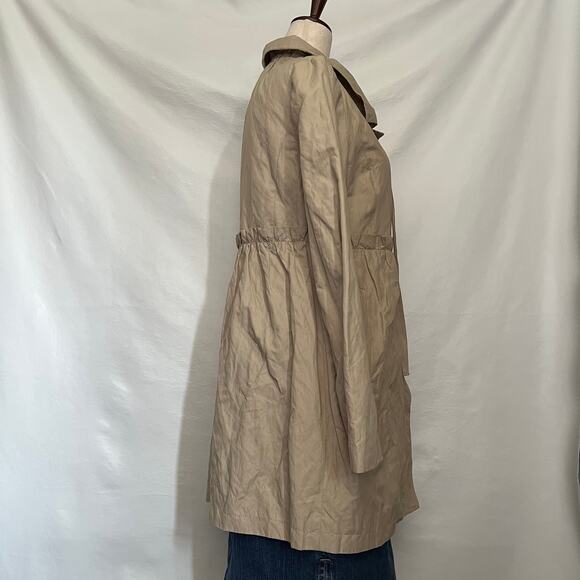 Loft Ruffle Waist Trench Womens Coat Sz S Cottage Boho Romantic Preppy Workwear - Picture 4 of 13